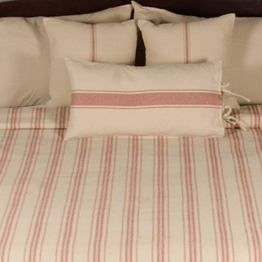 Oat Barn Red Grain Sack Stripe Bed Cover Queen CQ164017 - The Fox Decor
